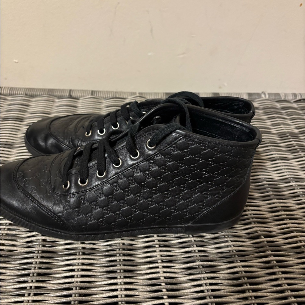 Gucci black leather  Guccissima sneakers preowned - Picture 2 of 9